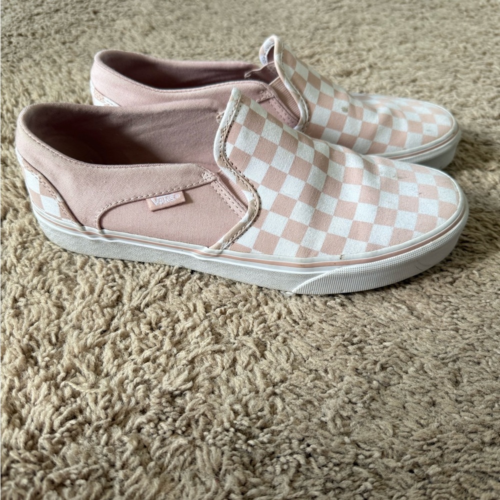 Vans Pink Checkered Slip-On Sneakers